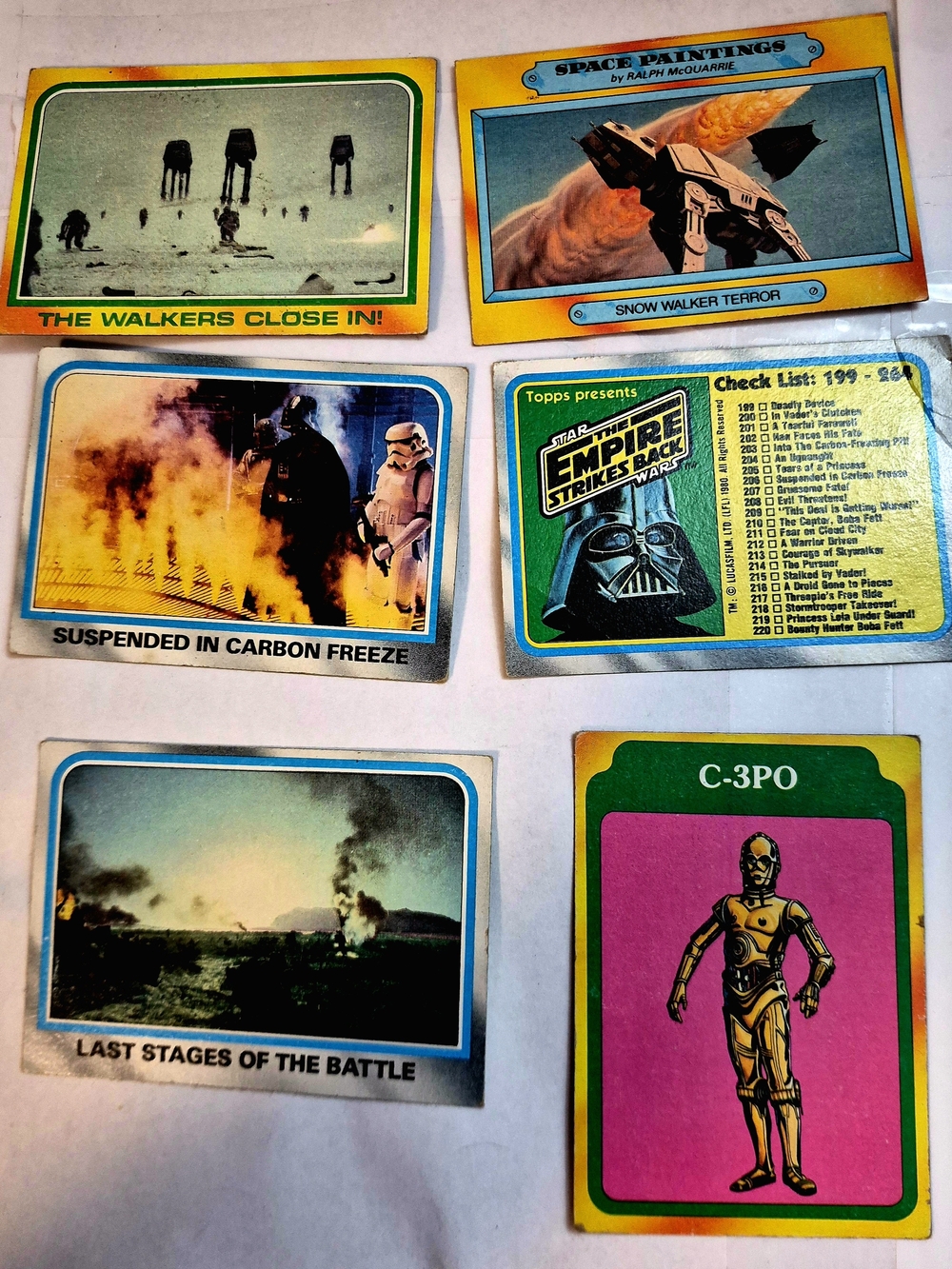 Vintage 1980 Star Wars Topps Empire Strikes Back Cards Lot of 6